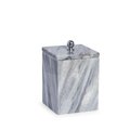 Bey Berk International Bey-Berk International TT203G Marble Bath Canister with Lid in Cloud; Grey & White TT203G